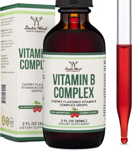 Vista 3 de Double Wood Supplements Complejo líquido de vitamina B, suministro para 2 meses, absorción máxima, B3, B6, B7 (biotina), B9 y vitamina B12, sabor a