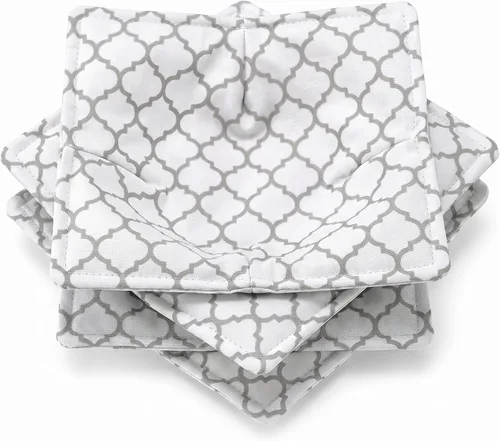 Vista 23 de Cunhill 4 Piezas Soportes Acogedores de Algodón para Tazones de Microondas para Comida Caliente Almohadillas Calientes Agarraderas para Tazones