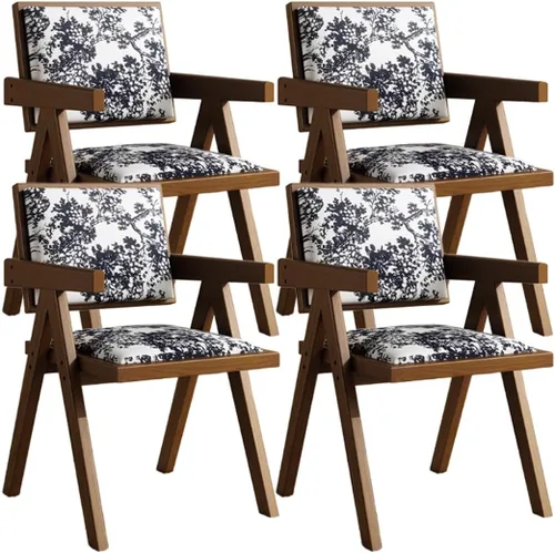 Vista 26 de YVYKFZD Juego de sillas de comedor de madera maciza, sillas de cocina sin brazos, silla de comedor tapizada con respaldo, sillón de terciopelo