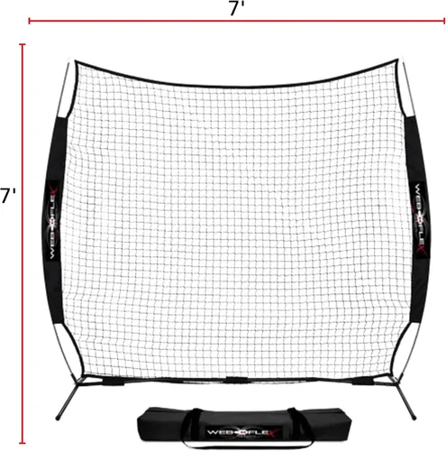 Vista 2 de Web Flex® 7x7 ft Portable Baseball & Softball Batting Practice Screen Net, Durable Nylon & Metal Frame, Protective Batting Net for Pitching &
