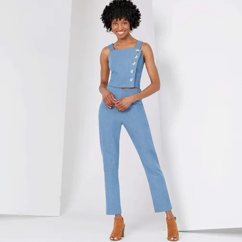 Vista 3 de New Look Sewing Pattern N6627 Camiseta, falda y pantalones de señorita, blanco