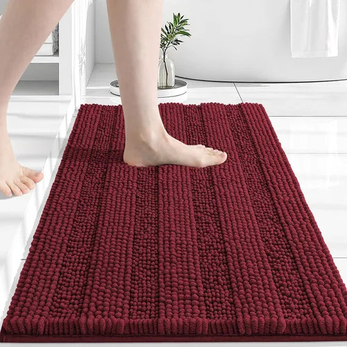 Vista 17 de Grandaily Alfombras de baño de felpilla a rayas de 24 x 16 pulgadas, extra gruesas y suaves, absorbentes, parte trasera de goma, alfombra de ducha