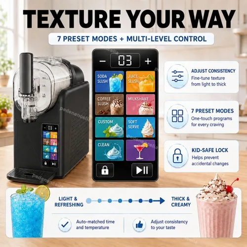 Vista 3 de Slushie Machine No Ice Needed, Screen Soft Serve Ice Cream & Slushy Maker, 68oz Self-Cleaning, 7 Preset Modes with Custom Texture Control – for Black