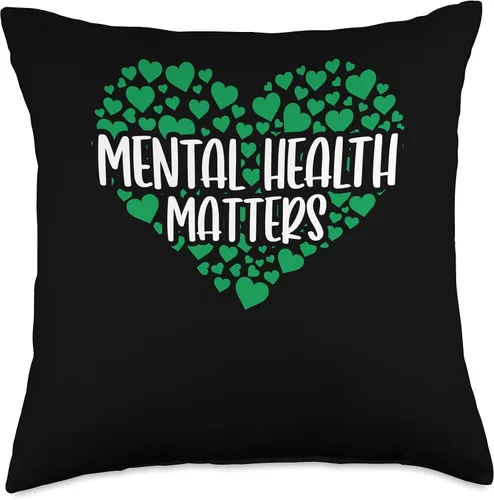 Vista 4 de Green Ribbon Mental Health Awareness Matters Throw Pillow