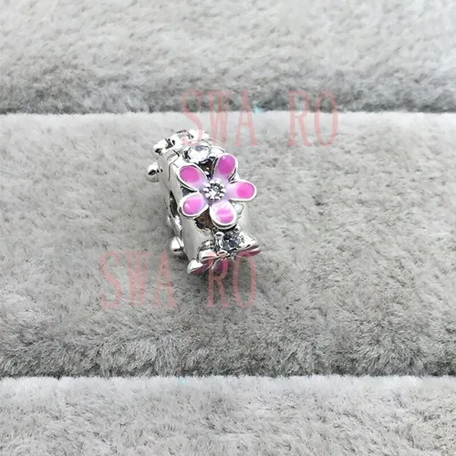 Vista 5 de Pulsera de plata 925 con dije de flor rosa 2020