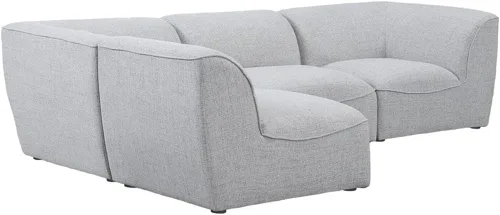 Vista 4 de Meridian Furniture Miramar Collection Modern Seccional modular tapizado con textura de lino contemporáneo, 109 pulgadas de ancho x 71 pulgadas