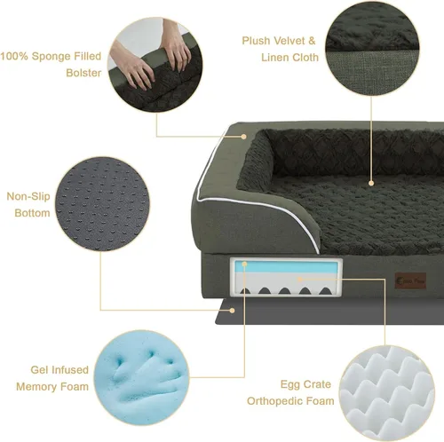 Vista 93 de Camas ortopédicas para perros grandes, cama de espuma viscoelástica impermeable para mascotas grandes con lados 89x56 cm, sofá para perros grandes