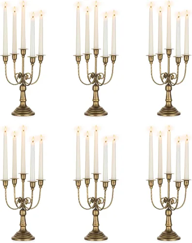 Vista 12 de NUPTIO - Candelabros dorados, juego de 2 candelabros de 5 brazos Oro de 5 brazos