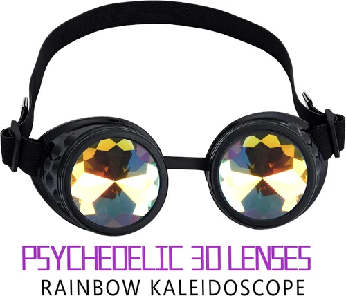 Vista 151 de Gafas de caleidoscopio retro con pinchos, gafas de cristal arcoíris steampunk estilo soldadura, gafas de cosplay punk
