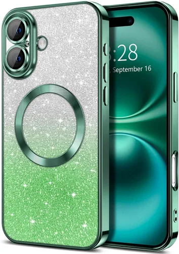 Vista 28 de Hython Funda para iPhone 13 Pro transparente con purpurina magnética [compatible con MagSafe] Protector completo de lente de cámara delgado