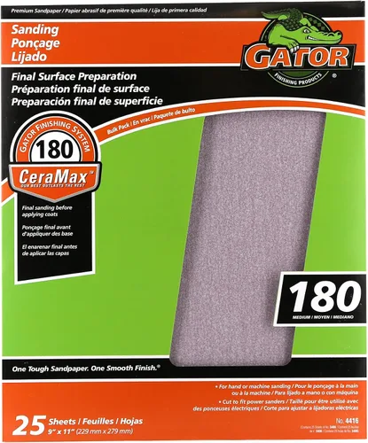 Vista 14 de Gator CeraMax - Hojas de lijado de cerámica de 9 x 11 pulgadas, grano 80, paquete de 25