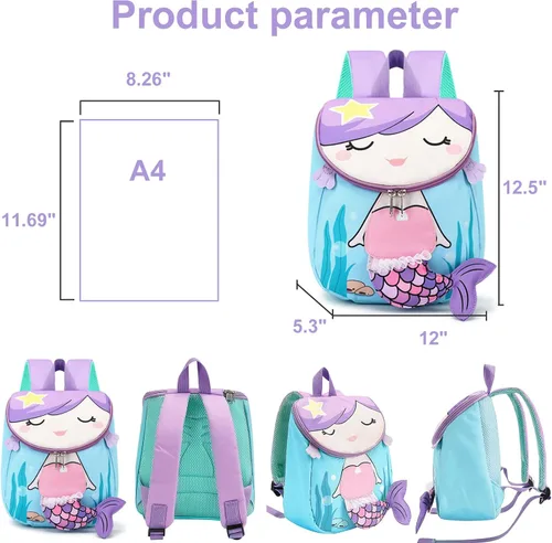 Vista 2 de Bluboon Mochila para niños pequeños para niñas, mochila preescolar 3D, mochila escolar para niños pequeños