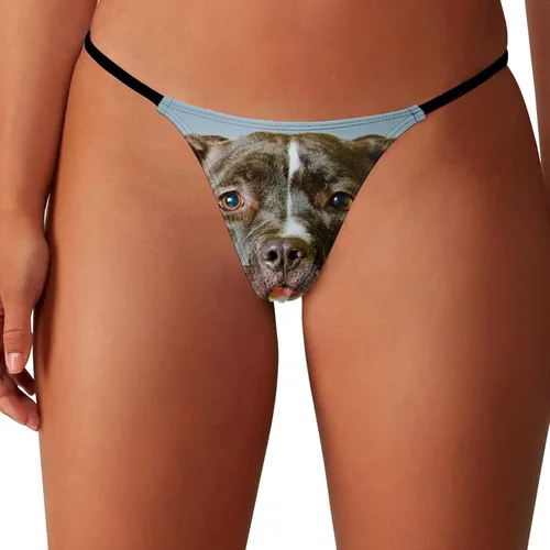 Vista 3 de Pit Bull - Tanga para perro para mujer, bragas sexys, ropa interior elástica con espalda en T