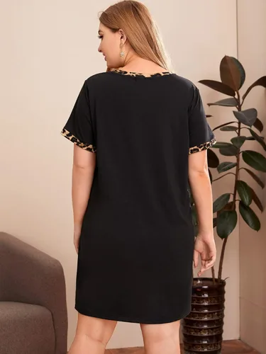Vista 2 de Floerns Vestido casual de manga corta con estampado de teñido anudado para mujer, talla grande