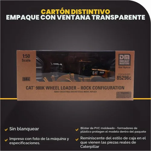 Vista 6 de Diecast Masters Cargador de ruedas Caterpillar 980K 1:50 - Configuración de roca - Core Classics Series 85296C