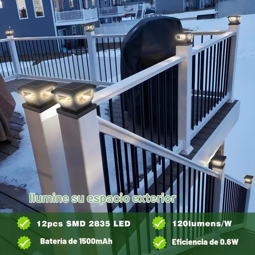 Vista 5 de Luces solares para postes de metal de 3 x 3 pulgadas, vinilo y madera de 4 Armazón negra