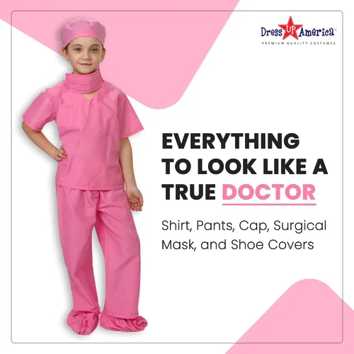 Vista 2 de Dress Up America Doctor Scrubs Para Niños - Disfraz de médico y enfermera para niños