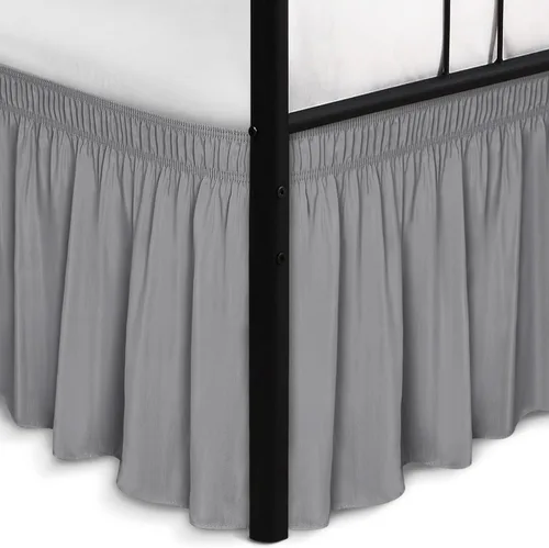 Vista 10 de Biscaynebay Faldas de cama envolventes con esquinas divididas para camas Twin/Twin XL de 15 pulgadas de caída, volantes de polvo elásticos Negro