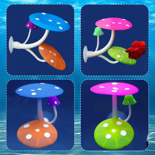 Vista 2 de Hamaca de hongos Betta + almohadillas de hojas para pecera, silicona suave, almohadillas de juego de peces de acuario con ventosa, adorno