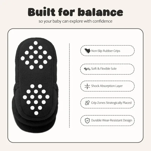 Vista 5 de Botines de forro polar para recién nacido, unisex, antideslizantes, para recién nacidos, primeros pasos, zapatos cálidos para la casa para bebés