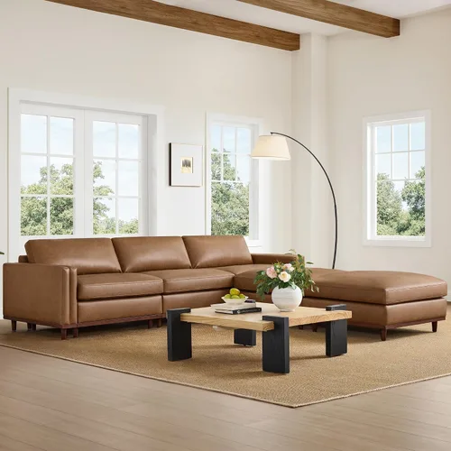 Vista 5 de CHITA 118" Sofá Modular Seccional Convertible de Lujo Super Grande en Forma de L, Sofá Moderno Relleno de Plumón Certificado FSC, Sofá de Nube