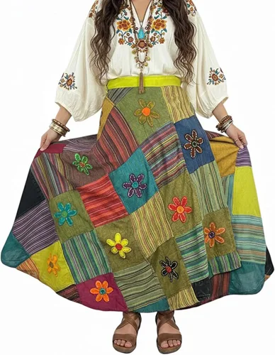 Vista 11 de Agan - Falda larga envolvente bohemia para mujer, falda larga de verano de Multi 1