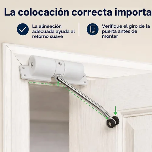 Vista 4 de Cierre de puerta automático, cierre de puerta de resorte de seguridad de aleación de zinc ajustable de 30 kg para bisagra de puerta de cierre (negro)