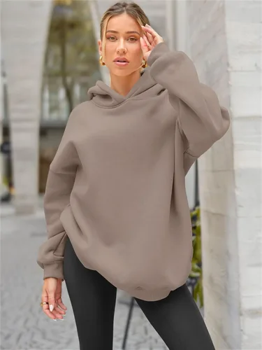 Vista 4 de EFAN Sudaderas con capucha de gran tamaño para mujer, sudaderas de forro polar con capucha, suéteres casuales y cómodos, ropa de moda de otoño 2023