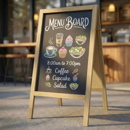 Vista 9 de TEAKMAMA Letrero de pizarra con marco de tiza, 40 x 20 pulgadas, extra grande, de doble cara, tablero de menú, sándwich resistente, para Negro
