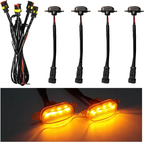 Vista 15 de Dickno 3 piezas de luces de rejilla de coche, brillantes luces LED de rejilla ámbar con arnés de cableado, lámparas impermeables de moldura