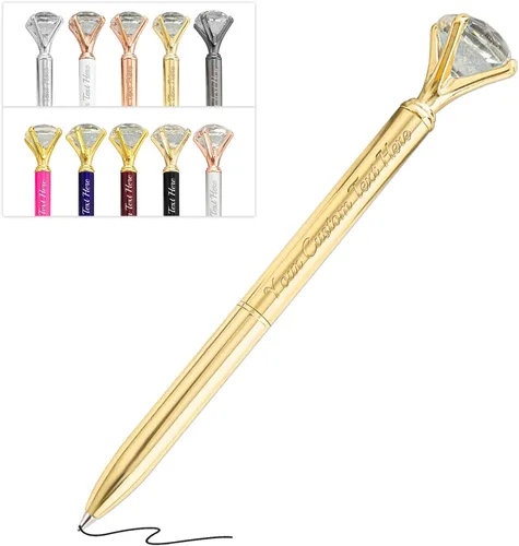 Vista 44 de Bolígrafos de diamante con cristal personalizado con nombre grabado a granel, bolígrafos de metal personalizados, bolígrafos de tinta negra, regalo