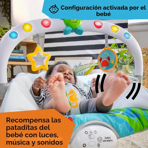 Vista 2 de Baby Einstein Ocean Explorers Asiento Saltarín Musical para Bebés, Kick to It Neptune, Unisex, para Edades de 0-6 Meses hasta 20 libras