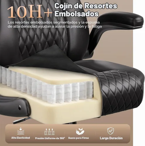 Vista 5 de COMHOMA Silla de oficina con respaldo medio, silla de escritorio ergonómica de poliuretano con brazos abatibles, juegos de computadora pequeños