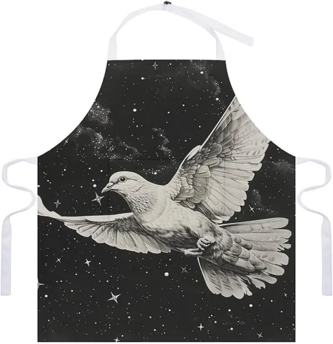 Vista 7 de MUSM Apron for Adults - 27.6 X 31.5 Inch, Heavy-Duty Polyester Aprons with Two Large Pockets, Waterproof Star Bird Print Kitchen Apron for Cooking