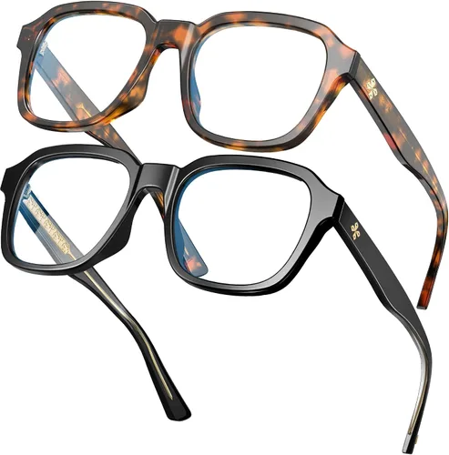 Vista 14 de VISOONE Oversized Cute Chunky Square Computer Glasses for Women Men BENNETT Blocking 99% Harmful Blue Light Anti Glare TR90 Lightweight Clear