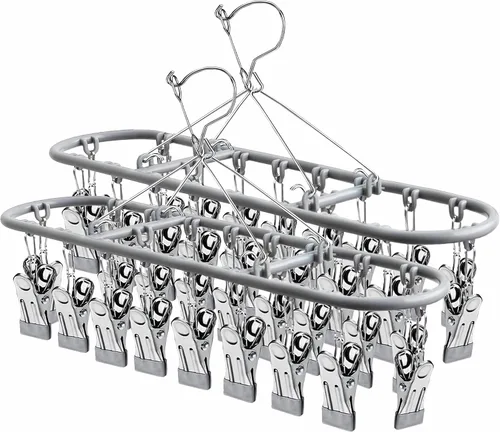 Vista 8 de PHYDELU Estante de secado para ropa con 24 clips, colgador de calcetines para secar, colgar ropa para secadora, ropa interior, perchas para ropa