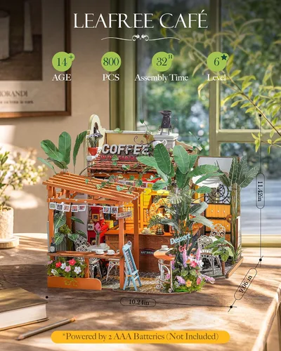 Vista 2 de Rolife Leafree Café DIY Kit de casa en miniatura con luz LED