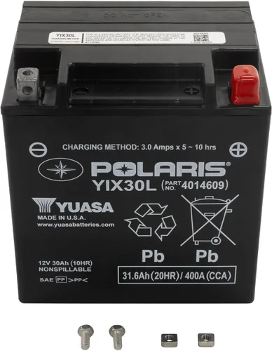 Vista 5 de Polaris 12V 30Ah Batería sellada recargable AGM para modelos específicos de Sportsman, Scrambler, ACE, RANGER, RZR, moto de nieve, Slingshot