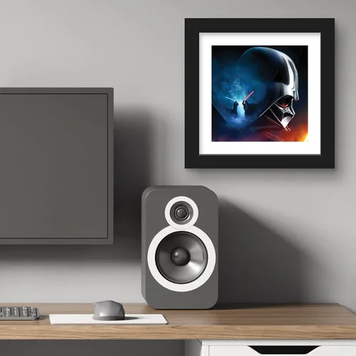 Vista 6 de Gallery Pops Star Wars: Obi-Wan Kenobi - Arte de pared de Darth Vader Saber Fight, versión enmarcada en negro, 12 x 12 pulgadas