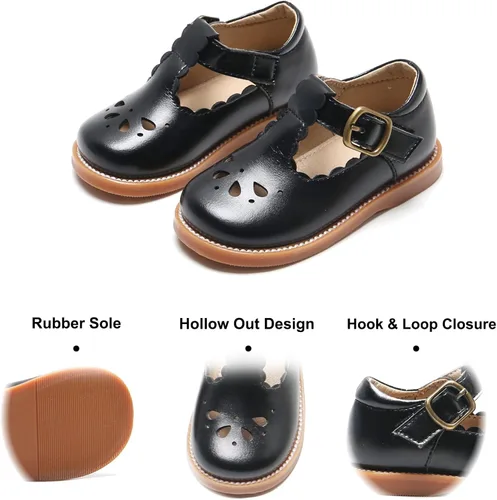Vista 5 de Felix & Flora - Zapatos planos de vestir estilo Mary Jane para niña pequeña, zapatillas de ballet para niña, zapatos para fiestas y escuela