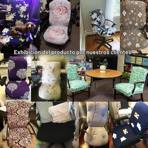 Vista 6 de WOMACO Fundas para Silla de Oficina Estampadas, Funda Elástica para Silla de Computadora Funda Universal para Silla de Jefe Estilo Simplismo Moderno
