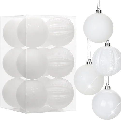 Vista 20 de Adornos de bolas de Navidad negras de 2.36 pulgadas, 25 piezas inastillables, set de adornos de Navidad, bolas de Halloween, adorno negro para árbol