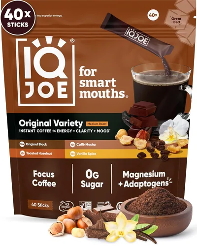 Vista 10 de IQJOE Paquetes de Café de Hongos (40 Porciones) Melena de León, Magnesio Magtein, Antioxidantes, Adaptógenos - Negro Original - Café Instantáneo