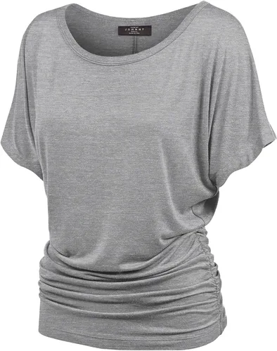 Vista 40 de Made By Johnny Camiseta de manga corta Dolman con cuello barco y dobladillo curvado para mujer, ajuste holgado Wt1037_aqua