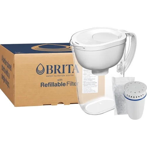 Vista 8 de Brita Sistema de filtración de agua recargable con jarra grande de 10 tazas, 1 carcasa y 1 filtro, indicador de cambio SmartLight, sin BPA, 80%