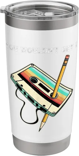 Vista 9 de Divertido disfraz de fiesta retro de los años 70, 80 y 90, vaso aislado de acero inoxidable