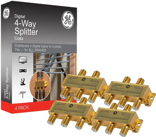 Vista 7 de GE Digital 4-Way Coaxial Cable Splitter, 2.5 GHz 5-2500 MHz, RG6 Compatible