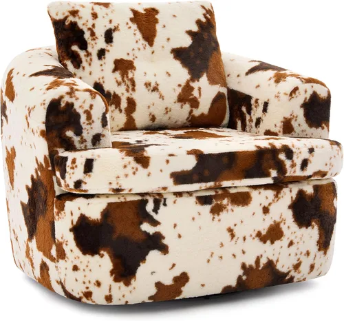 Vista 5 de JIVOIT Silla decorativa de barril giratorio de 360°, sillón redondo giratorio de 36.6 pulgadas con diseño de cojín de doble capa, sofá individual