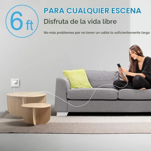 Vista 7 de Cargador rápido para iPhone, 3+3 unidades, cargador de pared USB C de 20 W con cable de carga rápida de 6 pies compatible con iPhone