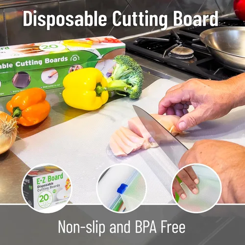 Vista 5 de Mind Reader E-Z Board Tabla de cortar desechable de plástico, 20 pies cuadrados, fácil de limpiar y de uso conveniente, ideal para camping, caza